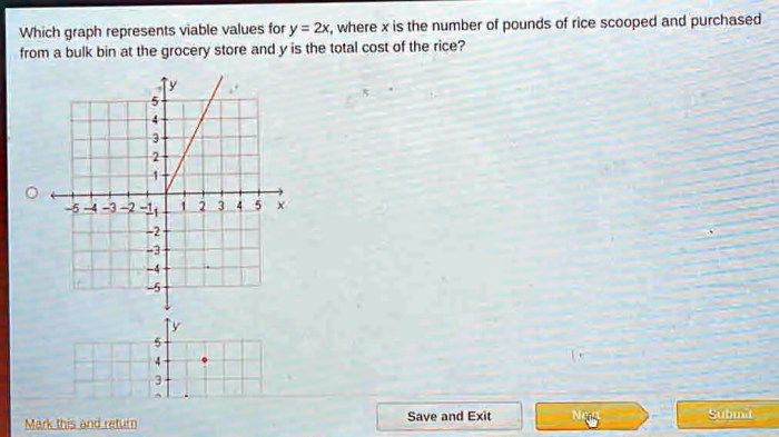 Which graph represents viable values for y 2x